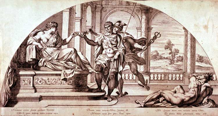Pietro Aquila - Circe and Ulysses Pietro Aquila - Circe and Ulysses