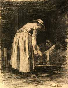 Horatio Walker - Woman Feeding Pigs Horatio Walker - Woman Feeding Pigs